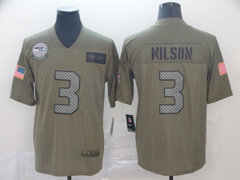 Men's Seattle Seahawks Russell Wilson #3 Brown Jersey
